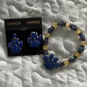 Blue and Gold Paw Print Jewelry Set